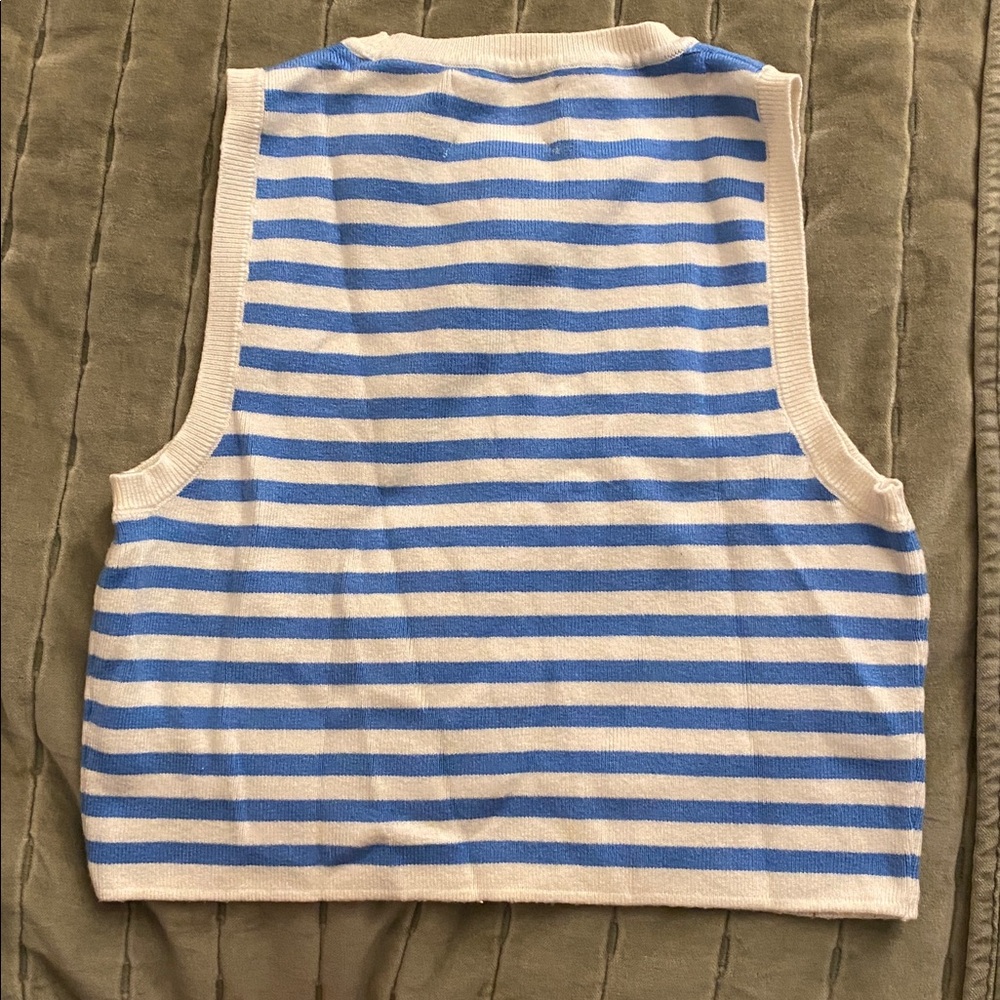 Zara Sleeveless Blue and White Striped Top - Picture 2 of 3